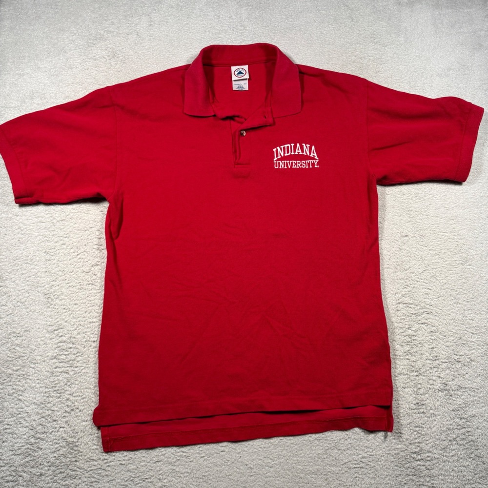 Vintage Delta Indiana University Polo Mens L Red Embroidered Cotton Pique Shirt